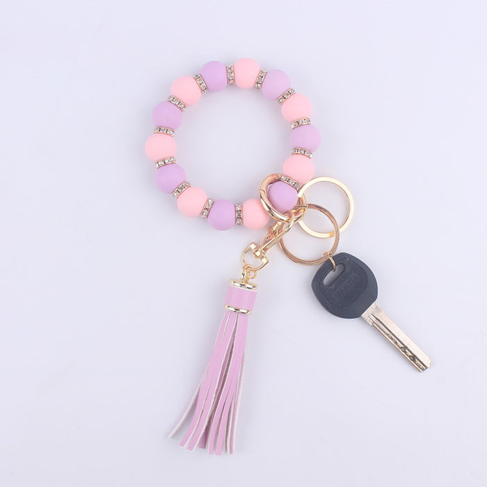 Wholesale Colorful Silicone Beaded Wrist Keychain JDC-KC-GuangTian020