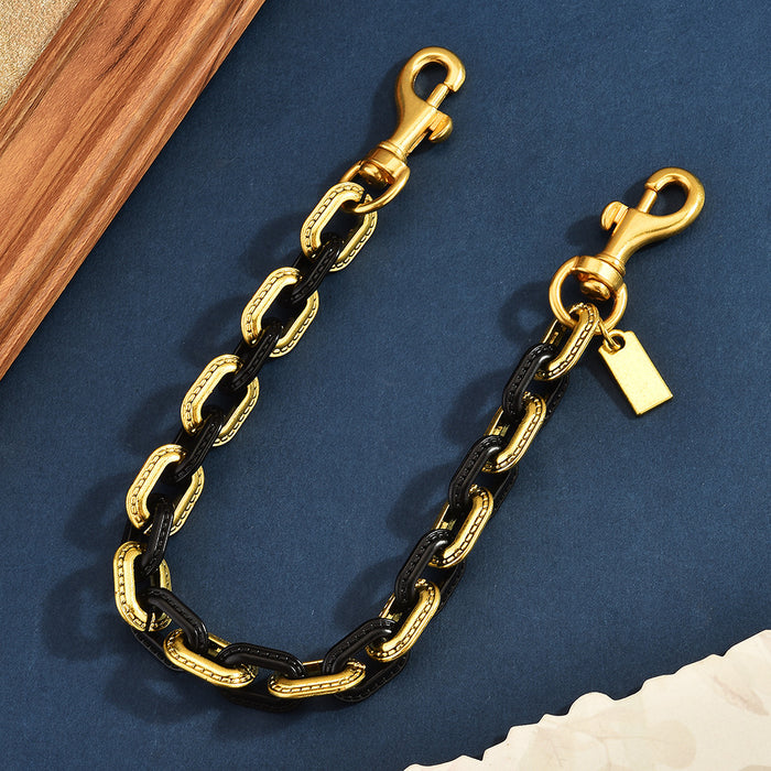 Wholesale Trendy Gold Tone Triple Row Metal Bag Chain With Retro Cross And Crown Motifs Fashion Accessory