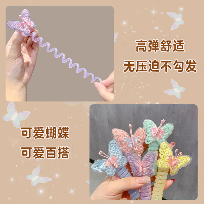 Wholesale Children's Fairy Butterfly Phone Cord Hair Scrunchies Cartoon Hair Tie Braided Hair Rope