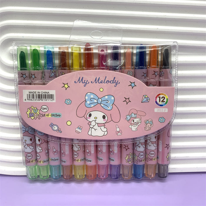 Wholesale Cartoon Cute Spinning Crayons 12 Color Oil Pastel Painting Brushes (S) JDC-CY-YunL001