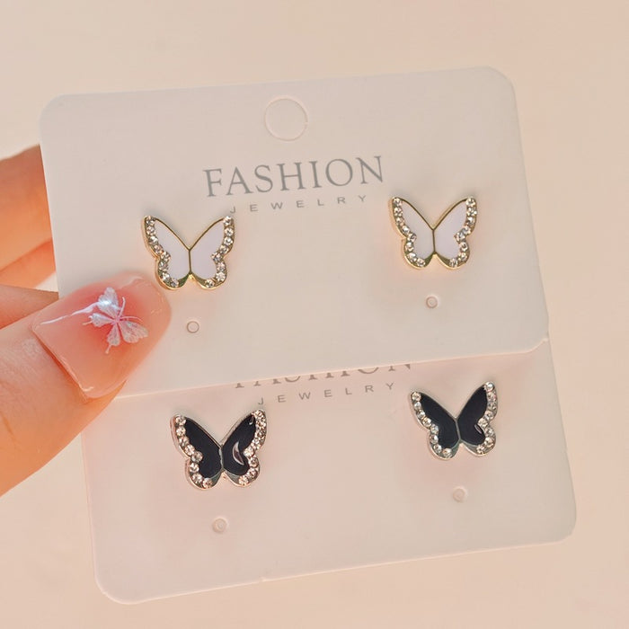 Wholesale Alloy Black Red White Butterfly Earrings JDC-ES-SM008