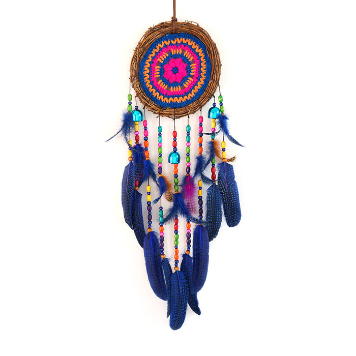Wholesale Bohemian Crochet Flower Dreamcatcher Wall Decor with Feathers and Beads MOQ≥2