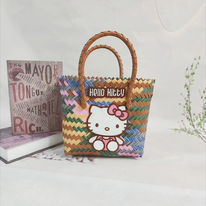 Wholesale Cartoon Woven Bag Large Capacity Work Bag Hand Woven Vegetable Basket Handbag