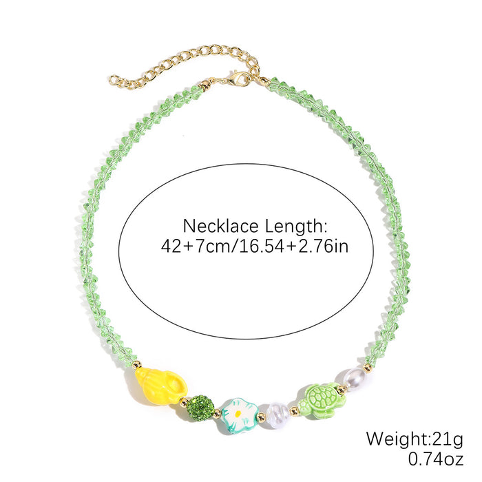 Wholesale Rice bead necklace, seashell, starfish, ceramic pendant, crystal necklace