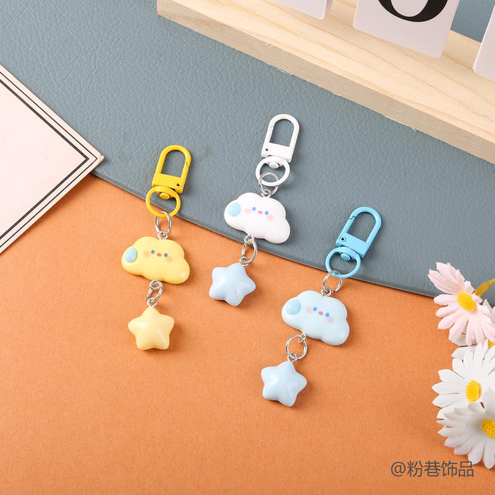 Wholesale Resin Cartoon Star And Cloud Speechless Keychain For Students And Couples