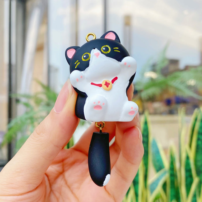 Wholesale Plush keychain Siamese cat pendant resin cat key chain