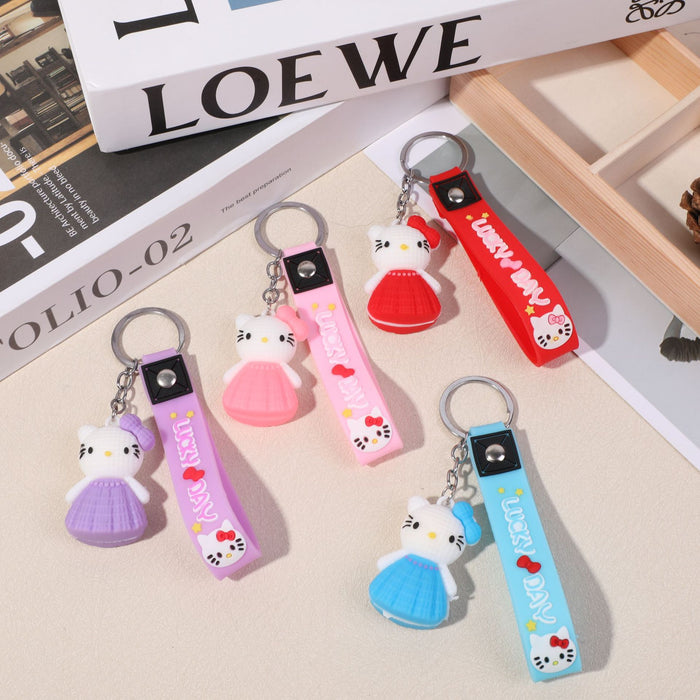 Wholesale creative cartoon cute silicone leather key chain bag mobile phone car pendant personalized gift