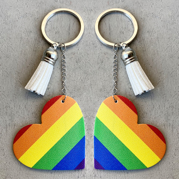 Wholesale Alloy LGBT Color Striped Love Keychain JDC-KC-HeYi023