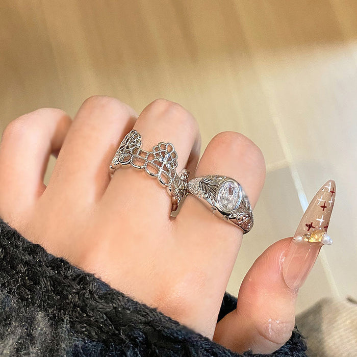 Wholesale Hollow flower ring with versatile design, light luxury and high-end feel