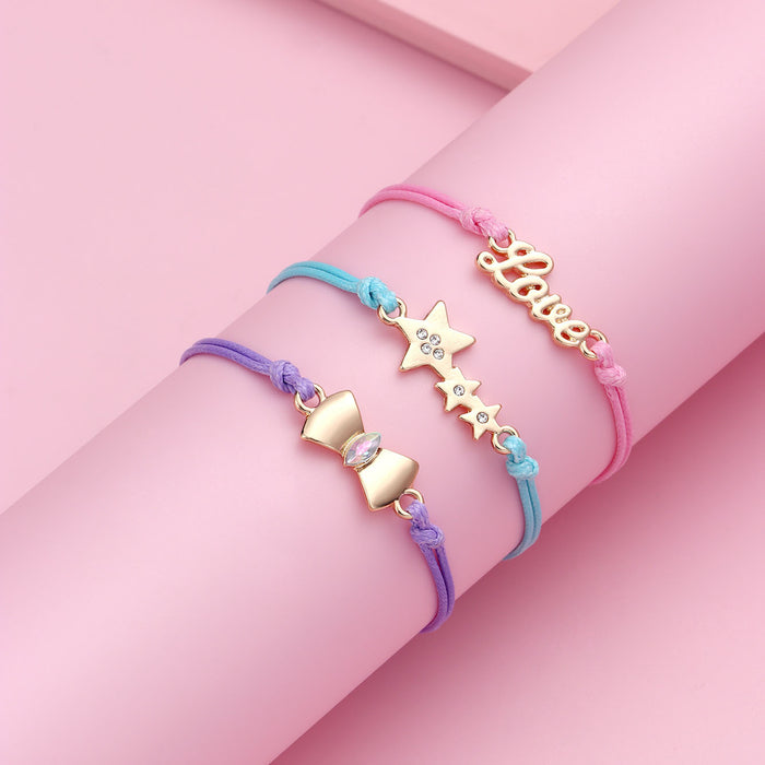 Wholesale 3pcs/set Children's Bracelet  Wire Woven Alloy for Good Friends Adjustable Bracelet suit