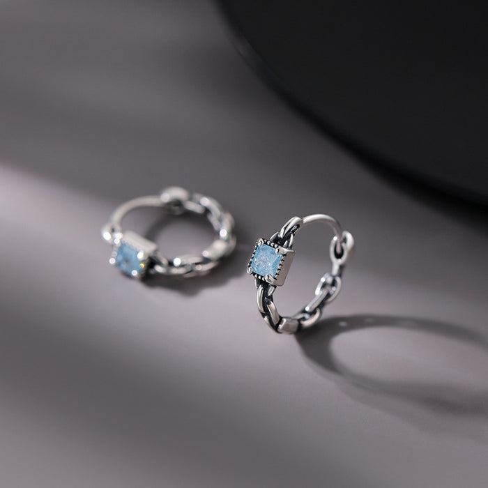 Wholesale geometric mint cube hoop earrings