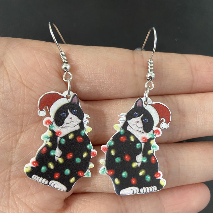 Wholesale Fashion Acrylic Cartoon Christmas Earrings With Reindeer Flamingo And Rainbow Designs Party Wear Jewelry Accessory