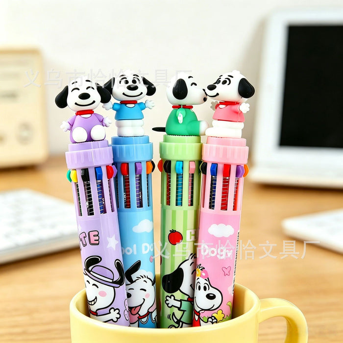 Wholesale 6pcs Ten-Color Ballpoint Pen Cute Soft Rubber Design Oil-Based Ballpoint Pen