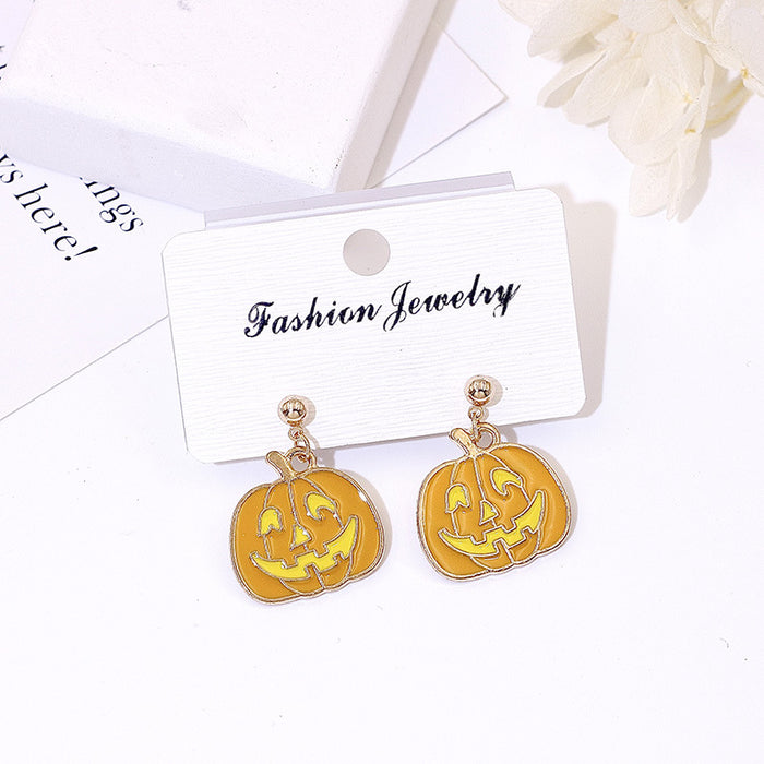 Wholesale Metal Electroplated  Earrings Pumpkin Ghost Pendant Fashion Jewelry Accessory for Women