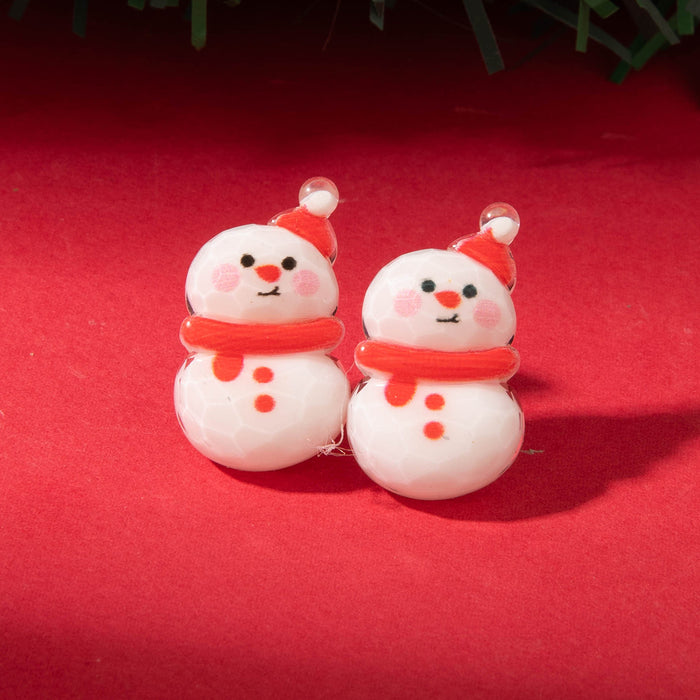 Wholesale Electroplated Resin Christmas Stud Earrings Snowman Santa Tree Fashion Jewelry Accessory Gift MOQ≥2