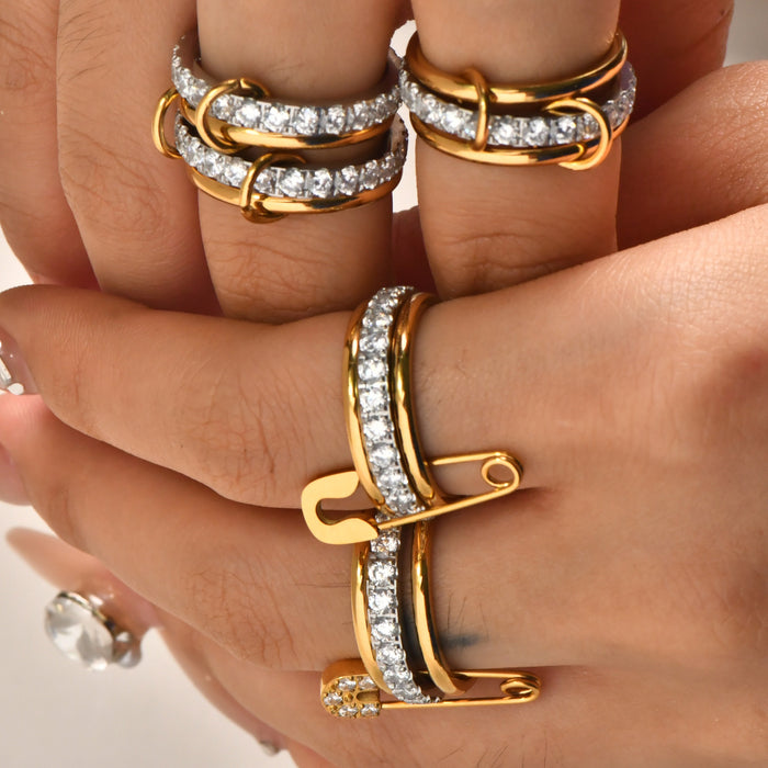 Wholesale The design is full of gold ring buckle and diamond multi-layer ring,  which is fashionable and stylish