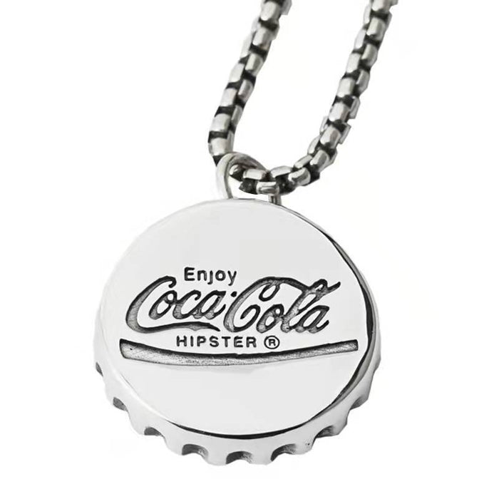 Wholesale Titanium Steel Coke Bottle Cap Men's Necklace JDC-NE-JuXing007