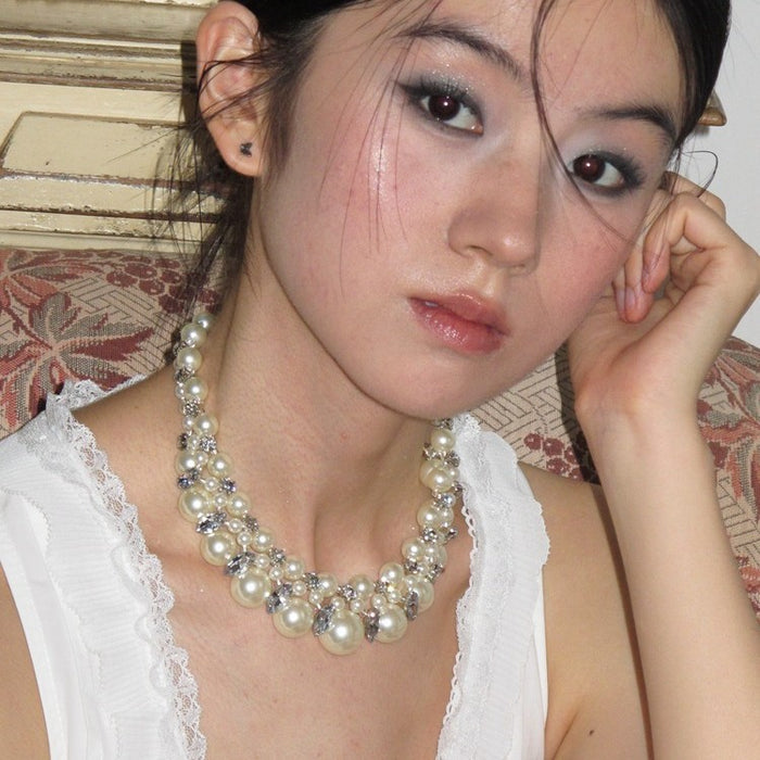 Wholesale Exaggerated Pearl Necklace Multi-Layer Design Clavicle Chain