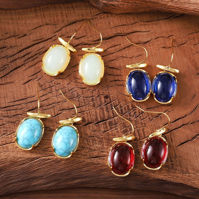 Wholesale Stylish Retro Exquisite Gemstone Pendant Earrings