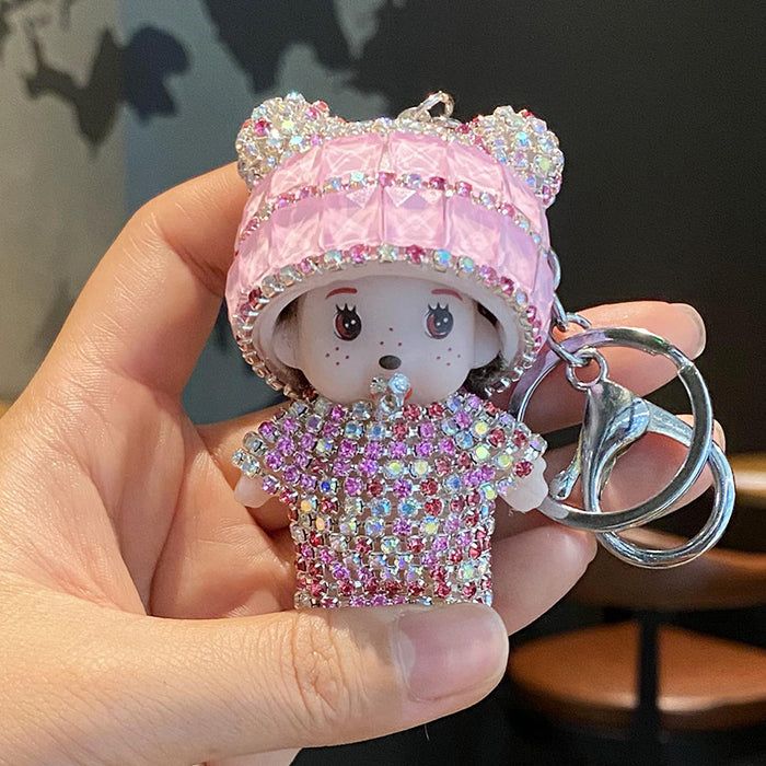 Wholesale Diamond-encrusted Cute Plush Doll Keychain JDC-KC-ManL002