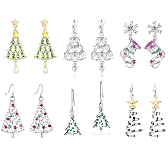 Wholesale Christmas Tree Five-Pointed Star Earring Sweet and Gentle Christmas Earrings