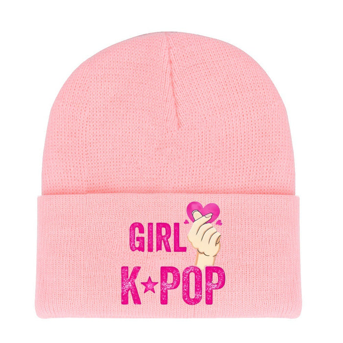 Wholesale Kpop style cartoon knitted hat beanie outdoor warm hat