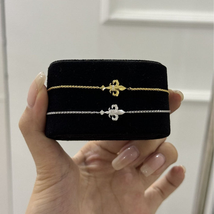 Wholesale S925 Sterling Silver Bracelet Flower Gold Plated Diamond Elegant Fashion