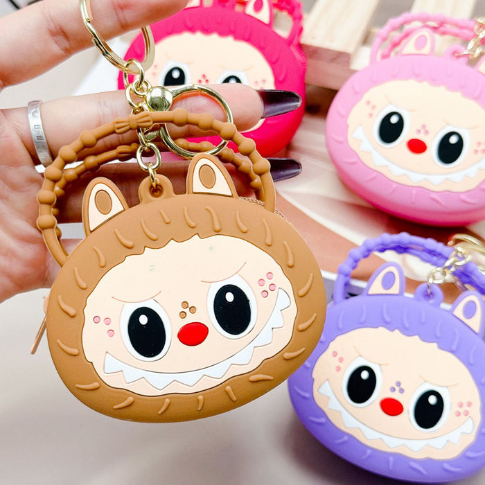 Wholesale Silicone Coin Purse Keychain Portable Round Cartoon Headset Storage Bag Decorative Small Pendant