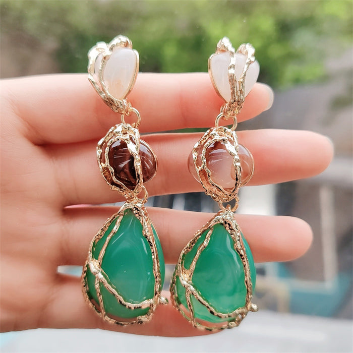 Wholesale Personalized and trendy multi-layer resin water droplet light luxury water droplet geometric exaggerated earrings