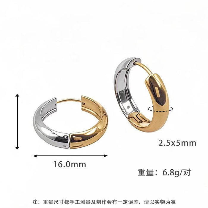 Wholesale Plain ring earrings with a light luxury and high-end feel, non fading titanium steel earrings and jewelry