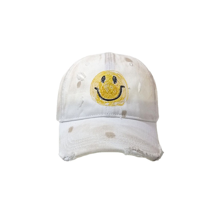 Wholesale Smiling Face Distressed Washed Hole Cotton Baseball Cap JDC-FH-ZunKai007