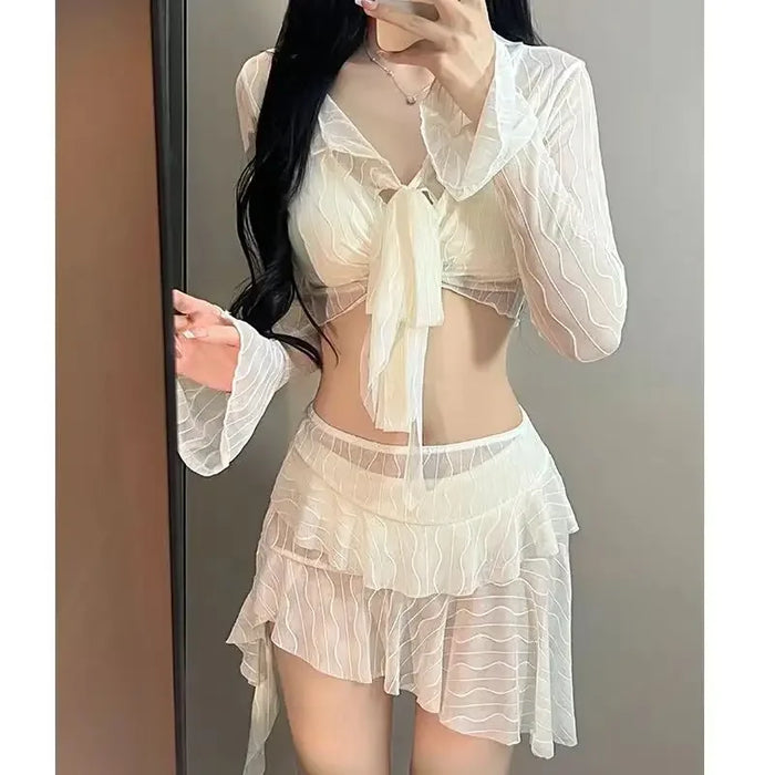 Wholesale New 4-piece swimsuit women's bikini vacation beach long sleeved hot spring feeling