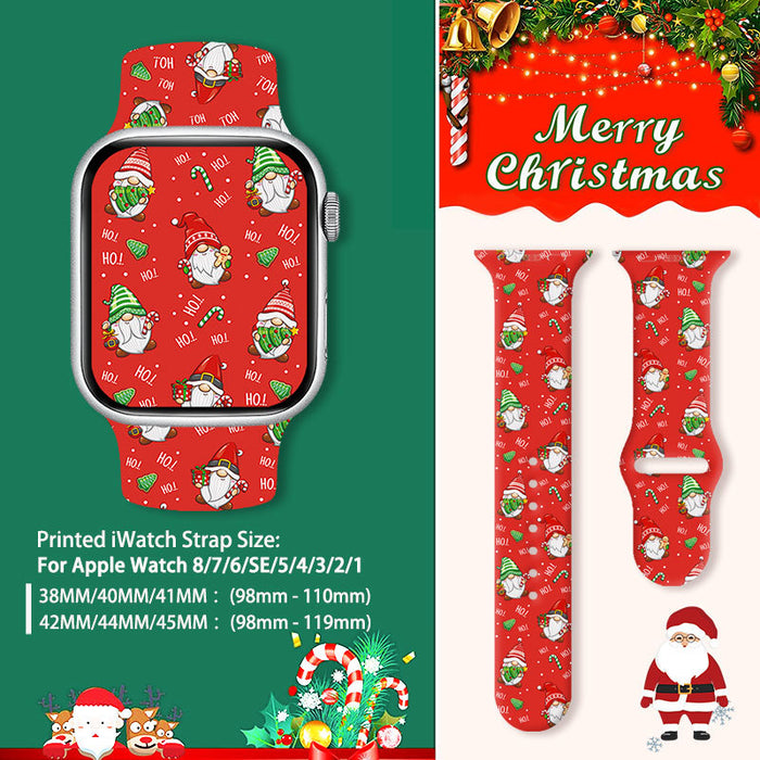 Wholesale Cartoon Christmas Silicone Strap Suitable for Apple Watch Strap JDC-WD-NuoQi005