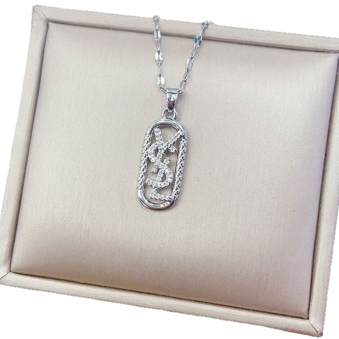 Wholesale Square Letter Pendan Elegant Clavicle Necklaces
