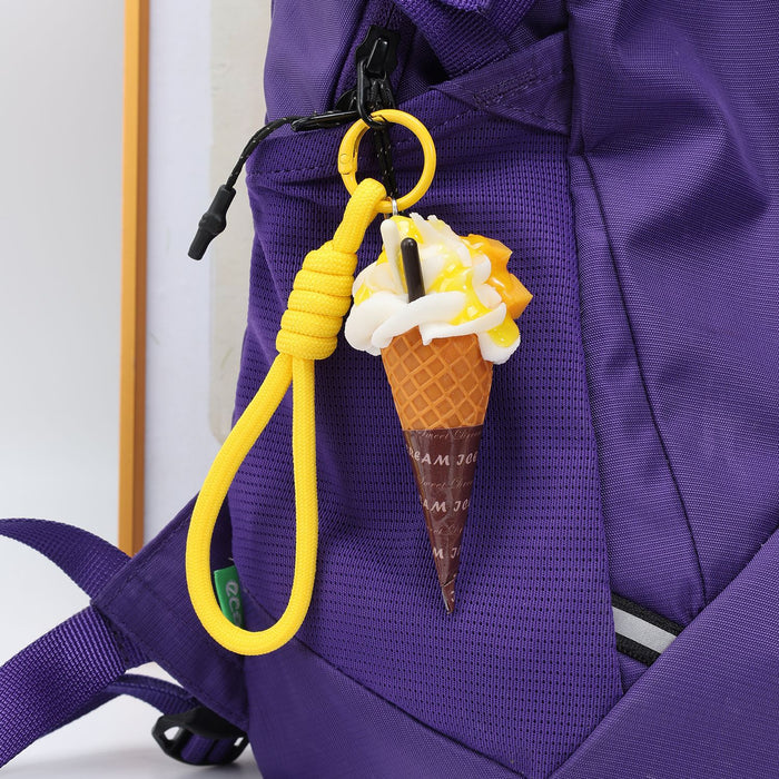 Wholesale Trendy Simulated Ice Cream Keychain Bag Charm PVC Realistic Food Pendant For Bags And Car Keys