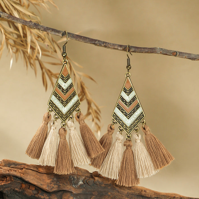 Wholesale Zinc Alloy Bohemian Tassel Earrings - Trendy Fashion Jewelry