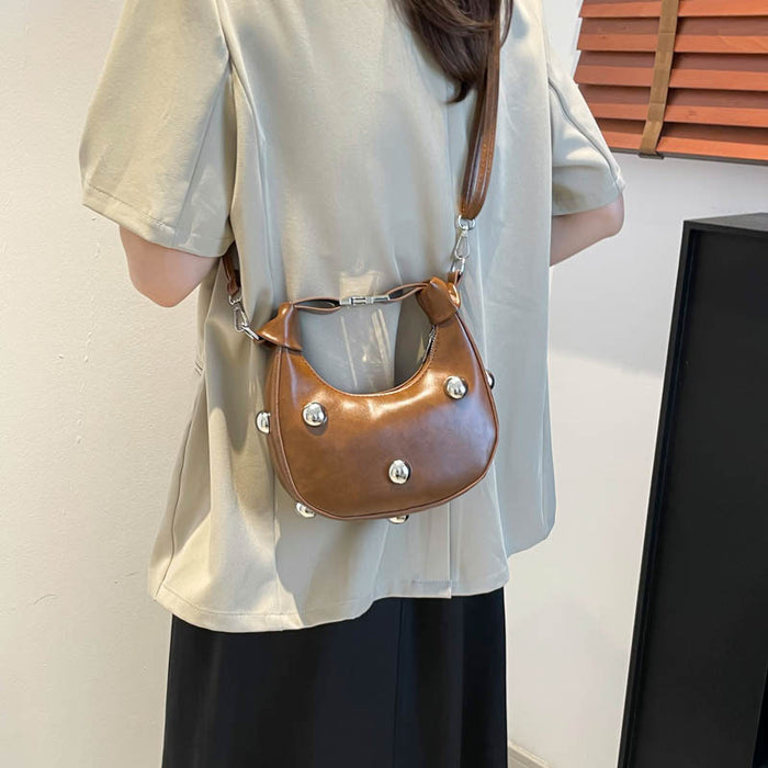 Wholesale Trendy Rivet Crescent Bag Street Fashion Small PU Crossbody