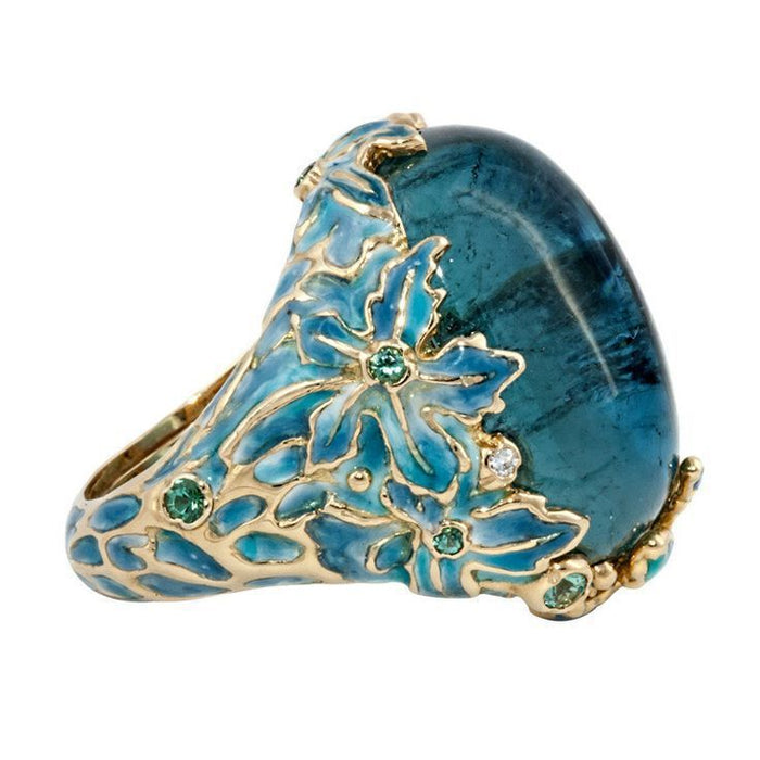 Wholesale Blue Tree Flower Ring