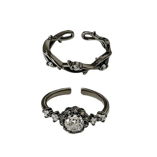 Wholesale Neutral style flower shaped diamond inlaid micro layered open ring with thorns, light luxury, versatile, simple and fashionable ring accessories