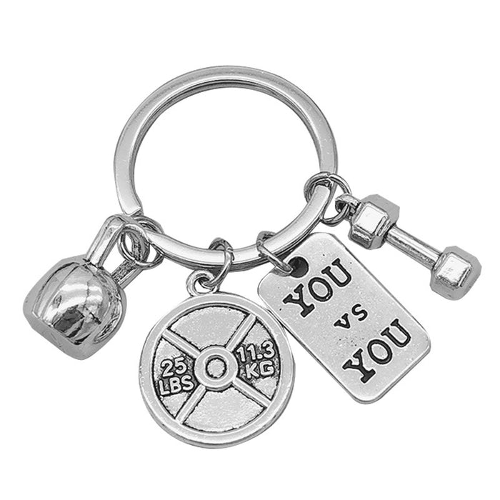 Wholesale Sports Power Dumbbell Barbell Kettlebell Keychain Fitness Equipment Peripheral Key Chain Sports Peripheral Pendant