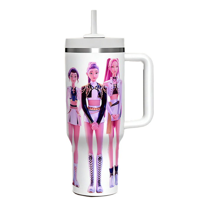 Wholesale Tumbler 40oz K-POP Printed Vacuum Stainless Steel Car Ice Bullies Cup with Handle