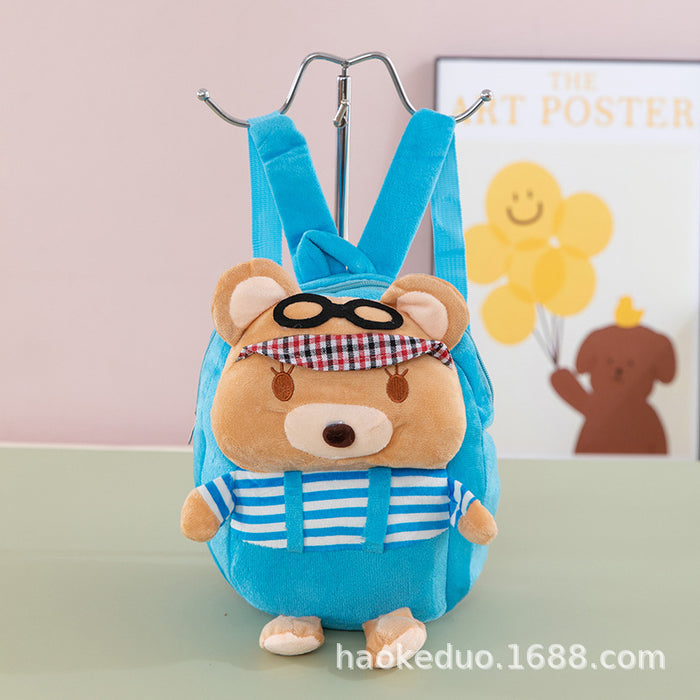 Wholesale Plush small backpack kindergarten school bag cartoon cute girl boy plush backpack