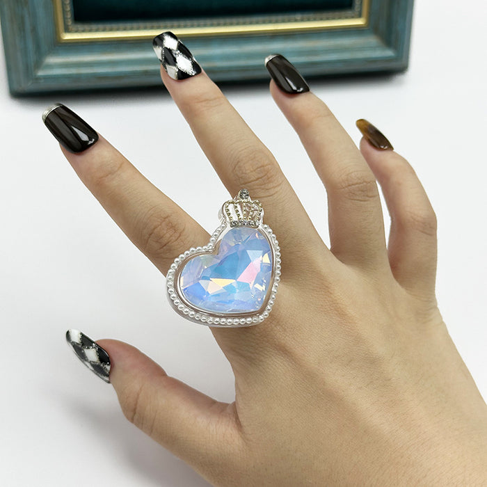 Wholesale New Light Luxury Crown Love Niche Design Ring Jewelry Colorful Shining Ring