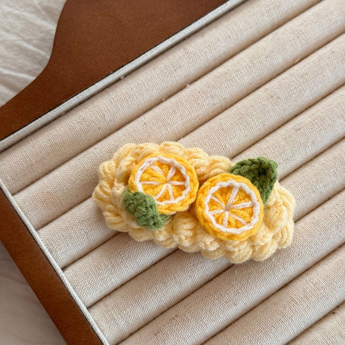 Wholesale Handmade Crochet Yarn Hair Clips Cartoon Fruit