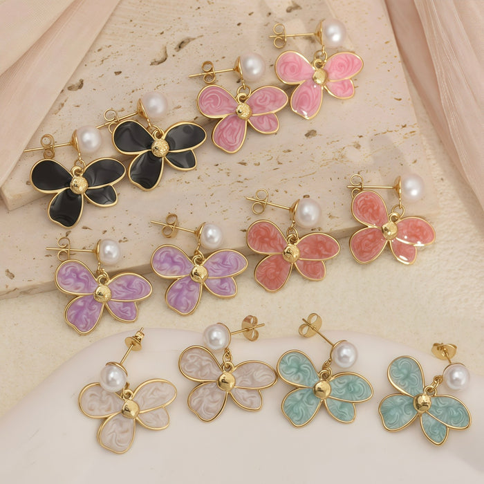 Wholesale Oil Drop Earrings Love Bow Flower Earrings