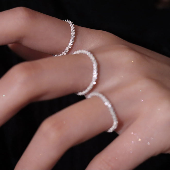 Wholesale Silver ring women's ring new niche plain circle chain ring