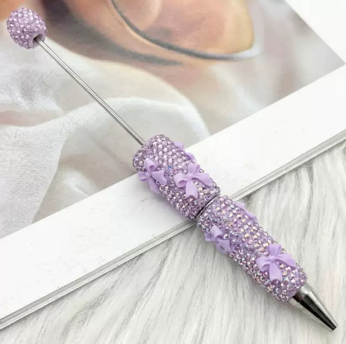 Wholesale Rhinestone Bow Beaded Pen – DIY Creative Ballpoint Pen for Office,  minimum quantity: 2