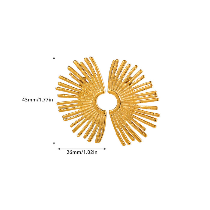 Wholesale Titanium steel fan-shaped sunburst earrings with a stylish