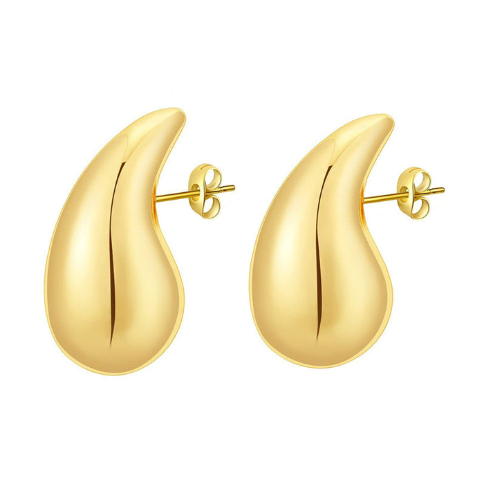 Wholesale High end stainless steel hollow earrings, light luxury Feng Shui drip earrings, smooth titanium steel plating