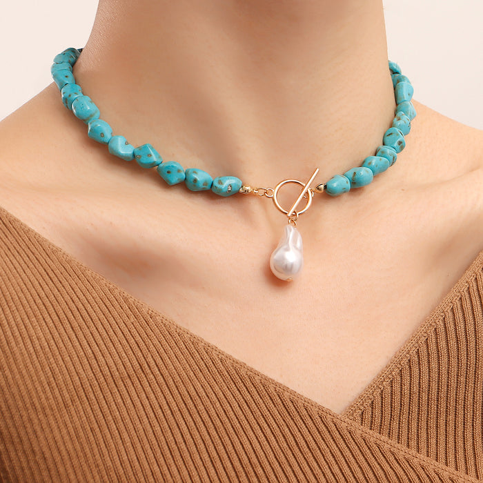 Wholesale Irregular Natural Turquoise Pearl Necklace